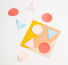 Geometric Sticky Notes in Warm on a white background. 