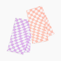 The Linen Tea Towel Set in Checkers on a white background.
